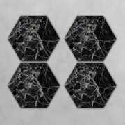 Black Marble Hexagonal Coaster Set