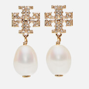 Tory Burch Women's Kira Pave Pearl Drop Earrings - Tory Gold/Pearl