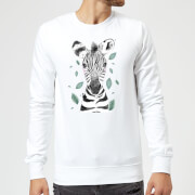 Zebra And Leaves Sweatshirt - White