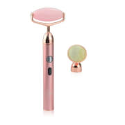 Beauty ORA Electric Crystal/Jade Roller Device - Rose Quartz and Jade - 3 Piece Kit