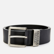 Armani Exchange Men's Metal Buckle Leather Belt - Black
