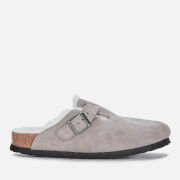 Birkenstock Women's Boston Suede/Shearling Mules - Stone Coin