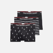 Polo Ralph Lauren Men's Classic 3 Pack Trunks - Black/Black White Stripe/Black Allover