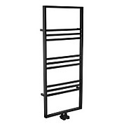 Bathstore Noir Heated Towel Rail Radiator with Ladder Style - 9 Horizontal Square Tubes, Black 1200mm x 500mm