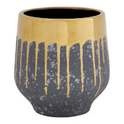 Cyrus Ceramic Planter - Grey & Gold - Large