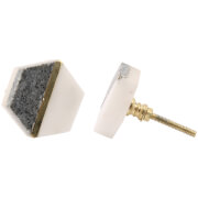 Stone and White Ceramic Drawer Pull