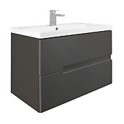 Vermont 800mm Wall Hung Vanity Unit with Basin - Gloss Grey