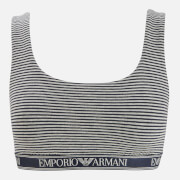 Emporio Armani Women's Striped Cotton Bralette - Marine Grey Stripe
