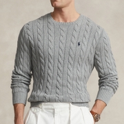 Polo Ralph Lauren Men's Cable Knit Cotton Jumper - Fawn Grey Heather