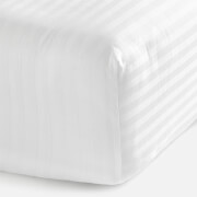 ESPA White 100% Cotton Sateen Stripe Fitted Sheet