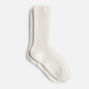 White Cashmere Ribbed Knit Socks