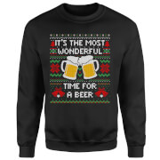 Time For A Christmas Beer Unisex Christmas Jumper - Black