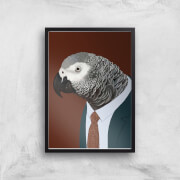 African Grey Parrot In Suit Giclee Art Print