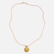 Hermina Athens Women's Hercules Champagne Crystal Necklace - Gold