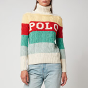 Polo Ralph Lauren Women's Polo Striped Turtleneck Cable Knit Jumper- Multi