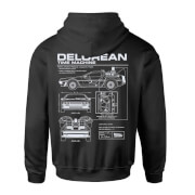 Back To The Future Delorean Schematic Kids' Zipped Hoodie - Black