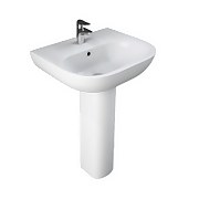 Newton 550mm White Basin and Full Pedestal with 1 Tap Hole