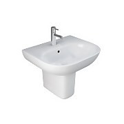 Newton 550mm White Basin and Semi Pedestal with 1 Tap Hole