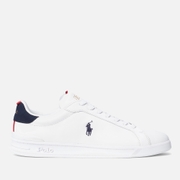 Polo Ralph Lauren Men's Heritage Court Premium Leather Cupsole Trainers - White/Navy/Red