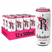Relentless Raspberry Zero Sugar Energy Drink 12 x 500ml