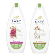 Dove Care by Nature Pflegedusche „Strahlend“ mit Lotusblumenextrakt und Reiswasser / „Wohltuend“ mit Kokosöl und Mandelextrakt