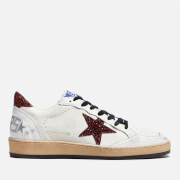 Golden Goose Ball Star Distressed Glittered Leather Trainers