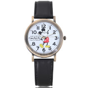 Disney Mickey Mouse Black and Antique Gold Strap Watch