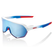 100% S2 Total Energies Sunglasses with HiPER Blue Multilayer Mirror Lens - Matt White/Metallic Blue
