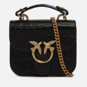 Pinko Micro Love Bell Croc-Effect Leather Bag