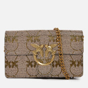 Pinko Mini Love Click Crystal-Embellished Leather Shoulder Bag