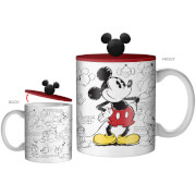 Disney Mickey Heritage Sketch Ceramic Mug with Sculpted Lid