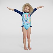 Infant Girl's Long Sleeved Frill Swimsuit Purple/Blue