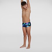 Slip de bain Garçon Glitchzone Training 13 cm noir/bleu
