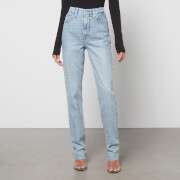 Good American Good Icon Crystal-Embellished Straight-Leg Denim Jeans