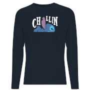 Disney Lilo And Stitch Chillin Men's Long Sleeve T-Shirt - Navy