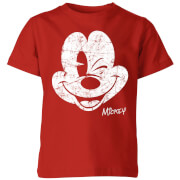 Disney Mickey Mouse Worn Face Kids' T-Shirt - Red