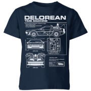 Back To The Future Delorian Schematic Kids' T-Shirt - Navy
