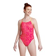 Printed Double Lace Back One Piece - Pink | Size 26