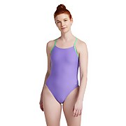 Solid Double Lace Back One Piece - Purple | Size 28