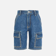 Calvin Klein Boys' Denim Cotton-Blend Cargo Utility Shorts