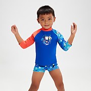 Camiseta infantil de neopreno estampada de manga larga para niño, coral/azul - 9-12M