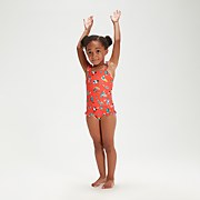 Rüschen-Badeanzug mit dünnen Trägern für Mädchen im Kleinkindalter Pink - 6-9M