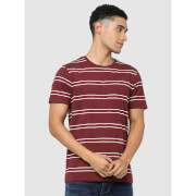 Maroon Regular Fit Striped T-shirt (CESTRIPE)
