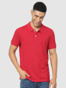 Red Solid Polo Collar T-shirt (TEONE)