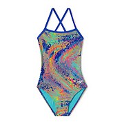 Printed Double X Back One Piece - Cosmic Blue | Size 18