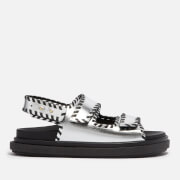 ALOHAS Women's Barrel Embroidered Leather Sandals