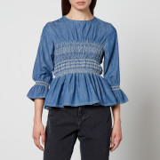 Seventy + Mochi Sally Smocked Cotton-Chambray Blouse