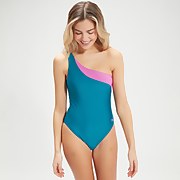 Asymmetrischer Badeanzug für Damen Türkis/Violett - 38