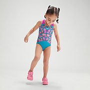 Bañador con impresión digital para niña pequeña, azul/morado - 2YRS