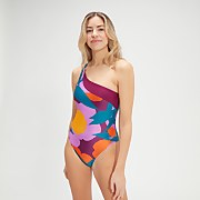 Bedruckter, asymmetrischer Badeanzug für Damen Türkis/Mango - 28